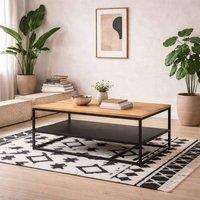 Wyld Haus Haslev Natural Oak Rectangular Coffee Table with Full Bottom Shelf