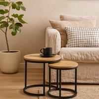 Wyld Haus Odense Nesting Tables Wild Oak Effect Black Steel Legs in Natural