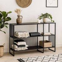 Wyld Haus Porto Black Metal Shelving Unit with Stone Effect Shelves