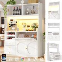BTM 120cm Kitchen Cabinet RGB LED Wine Rack White