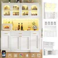 BTM 120cm Kitchen Cabinet RGB LED Display Cabinet White