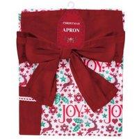 KDMD Christmas Joy Apron 100 percent Cotton in Burgundy