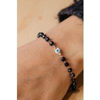 The Colourful Aura Women's Evil Eye Black Beads Indian Mangalsutra Protection Indian Nazaria Bracelet in Gold