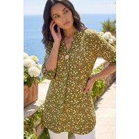 Roman Women's Ditsy Floral Print Tunic Top in Khaki | Size: 10