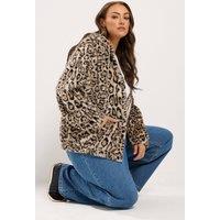 Yours Women's Leopard Faux Fur Fleece in Brown | Size: 26-28