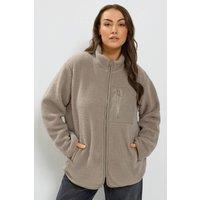 Yours Women's Borg Fleece Jacket in Taupe | Size: 30-32