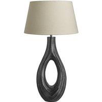 Industville Ornate Ellipse Table Lamp - Pewter - Cotton Empire Shade in Dark Grey | Size: Medium