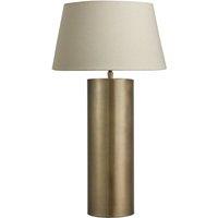 Industville Pillar Geometric Cylinder Table Lamp - Brass - Cotton Empire Shade in Metallic Gold | Size: Medium