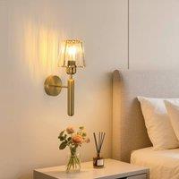 Goeco Modern Gold Wall Sconce Lighting, Nordic Ribbed Glass Wall Lamp E27