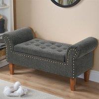 Living and Home Grey Linen Upholstered Storage Bench