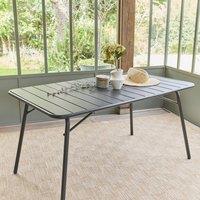 sweeek Metal folding garden table 140cm, seats 4 in Dark Grey