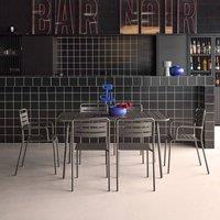 sweeek 6-seater metal garden table set with 6 chairs in Dark Grey