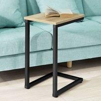 SoBuy C-Shaped Side Table - Metal Frame Industrial in Light Oak