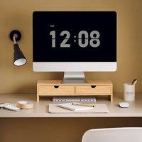 SoBuy Monitor Stand - Bamboo Storage Drawers in Natural