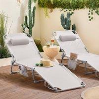 SoBuy Foldable Outdoor Lounge Chair - Textilene Fabric - Contemporary in Beige