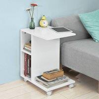 SoBuy Modern Wheeled Coffee Table - Tablet Stand & Storage - White