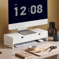 SoBuy Compact Office Storage Riser Monitor Stand with 2 Drawers - H11cm in White
