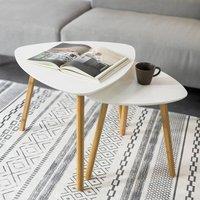 SoBuy Nesting Coffee Tables - Bamboo Legs in White