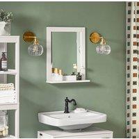 SoBuy Wall-Mounted Bathroom Mirror with Shelf - H90cm in White