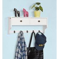SoBuy Wall-Mounted Coat Rack - Dual Drawers & Shelf in White