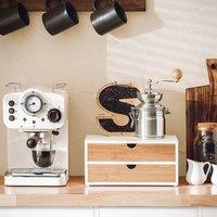 SoBuy Coffee Capsule Holder - Bamboo Drawers in White