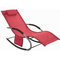 SoBuy Rocking Sun Lounger - Textilene Fabric - Contemporary in Red