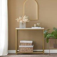 SoBuy Slim Console Table - Marble Effect Top in Gold