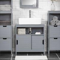 SoBuy Under Sink Bathroom Cabinet - Sliding Doors - For Vessel Sink in Grey