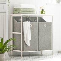 SoBuy Compact Bathroom Cabinet - Foldable Fabric Baskets in White