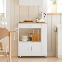 SoBuy Space-Saver Kitchen Trolley - Wood-Top - Modern in White