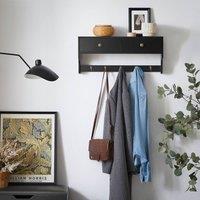SoBuy Wall-Mounted Coat Rack - Dual Drawers & Shelf in Black | Size: 60 cm x 15 cm