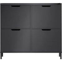 SoBuy Slim Shoe Hallway Cabinet - 4 Flip Doors Storage - Modern Design in Dark Grey | Size: 100 cm x 15 cm