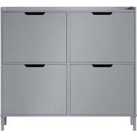 SoBuy Slim Shoe Hallway Cabinet - 4 Flip Doors Storage - Modern Design in Light Grey | Size: 100 cm x 15 cm