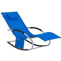SoBuy Rocking Sun Lounger - Textilene Fabric - Contemporary in Blue | Size: 150 cm x 60 cm