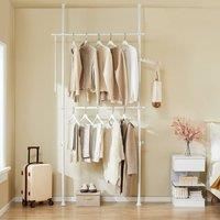 SoBuy Adjustable Floor Coat Rack Clothes Rail - Adjustable Open Wardrobe in White
