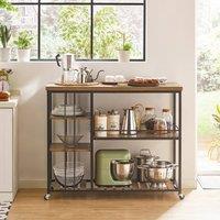 SoBuy Kitchen Trolley - 5-Tier Storage with Castors - Industrial in Brown