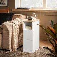 SoBuy Narrow Bedside Table - 2 Drawers & Open Shelf - Modern in White | Size: 2 Pack