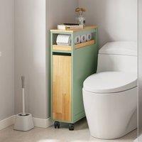 SoBuy Slim Space-Saver Trolley - Sage Green & Wood Top - Modern