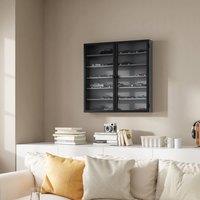 SoBuy Wall-Mounted Display Cabinet - Glass Doors - Industrial in Grey | Size: 80 cm x 80 cm