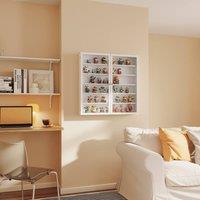 SoBuy Wall-Mounted Display Cabinet - Glass Doors - Industrial in White | Size: 80 cm x 80 cm