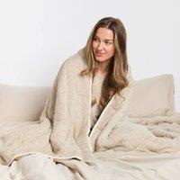 OHS Teddy Fleece Sensory 10kg Weighted Blanket Sleep Therapy in Natural | Size: 150 cm 200 cm