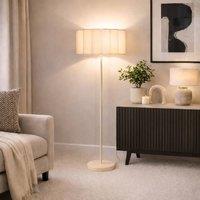 CGC Lighting Lena Cream Off-White Straight Floor Lamp with Large Scalloped Lampshade