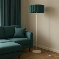 CGC Lighting Lena Cream Off-White Straight Floor Lamp with Large Scalloped Lampshade in Dark Green
