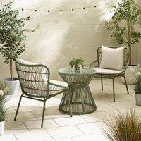 FurnitureboxUK Zuma Green Metal & Rattan 2 Seat Garden Bistro Table Set
