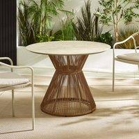 FurnitureboxUK Lanai Rattan Round Garden Dining Table in Cream