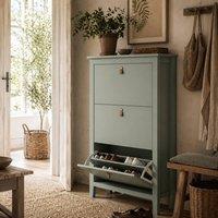 Wyld Haus Mint Green 3 Drawer Shoe Cabinet Tilt Out Storage Adjustable Dividers