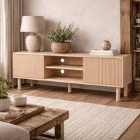 Wyld Haus Rodo Oak Effect TV Unit with Sliding Doors in Natural