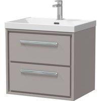 Balterley Bathroom 2 Soft Close Drawer Wall Hung Vanity Unit Basin, Grey, 600mm in Grey