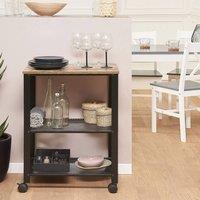 Wyld and Coco Kitchen Trolley Black - Timber Top 40 x 50 x 86 cm