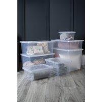 Wham Crystal 7 Piece Multisize Stackable Plastic Storage Organiser Box & Lid in Clear
